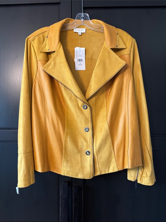 Laura Jackets & Blazers - LAURA Golden Yellow Faux Leather Moto Jacket